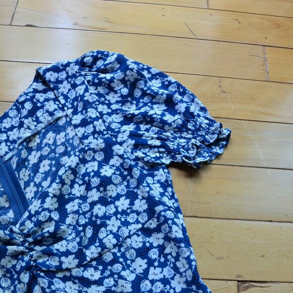 Floral Print Sweetheart Neck Midi Dress With Split Leg In Blue - Picture 9 of 15